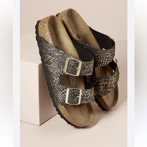 Birkenstock Arizona Shiny Python Black Microfiber Sandals